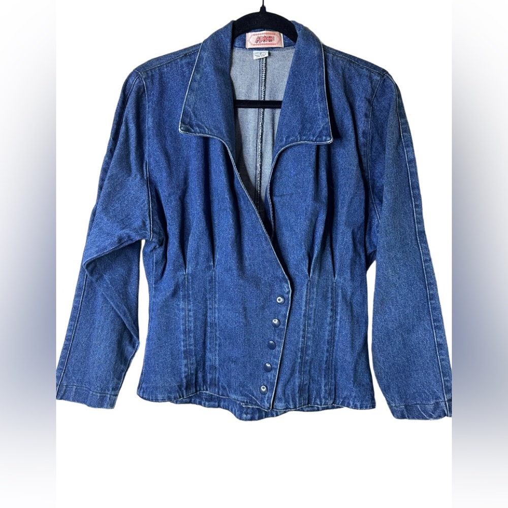 Apache 100% Cotton Blue Denim Front Snap Jacket Size Small